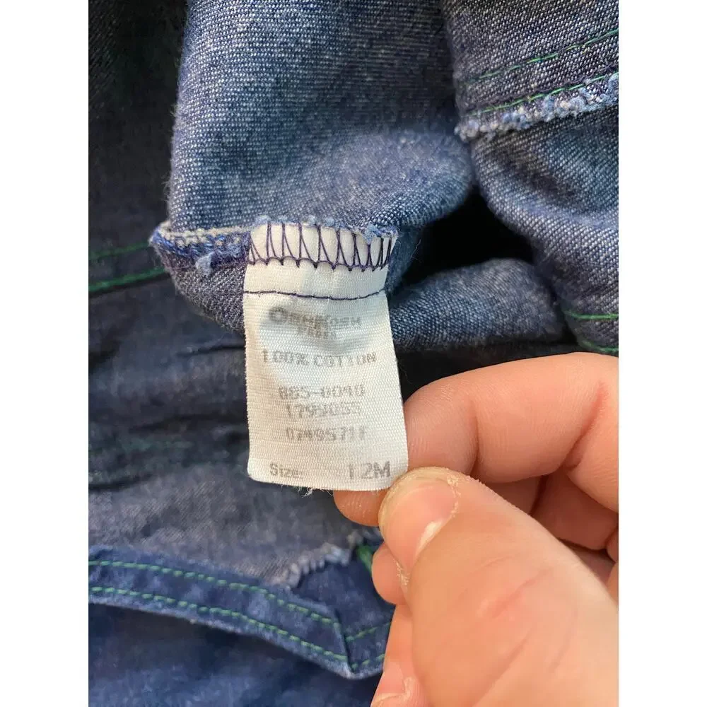 OshKosh B'gosh Blue Vest Back Denim Overalls Jumpsuit Size 12M